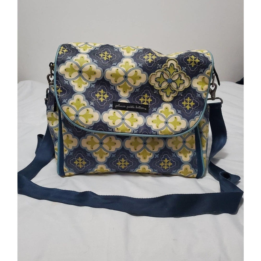 Petunia Pickle Bottom Baby Chic Diaper Bag Backpack Paisley Blue Green
